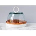 large glass cake dome cover with steel handle